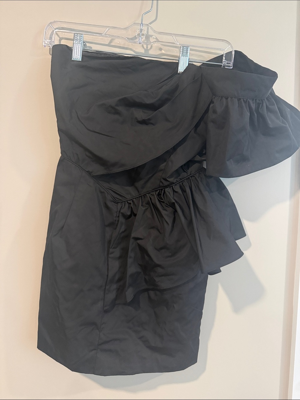 Keepsake Black One-Shoulder Ruffle Cocktail Dress